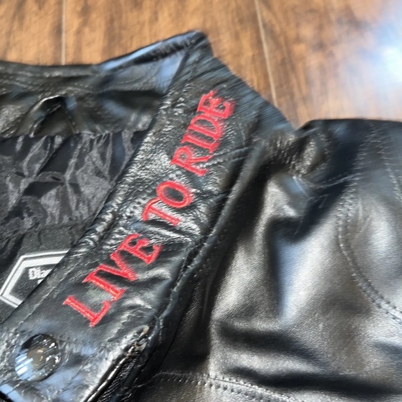 NWT Diamond Plate Buffalo Leather Biker Moto Jacket Black Patchwork - Picture 4 of 13